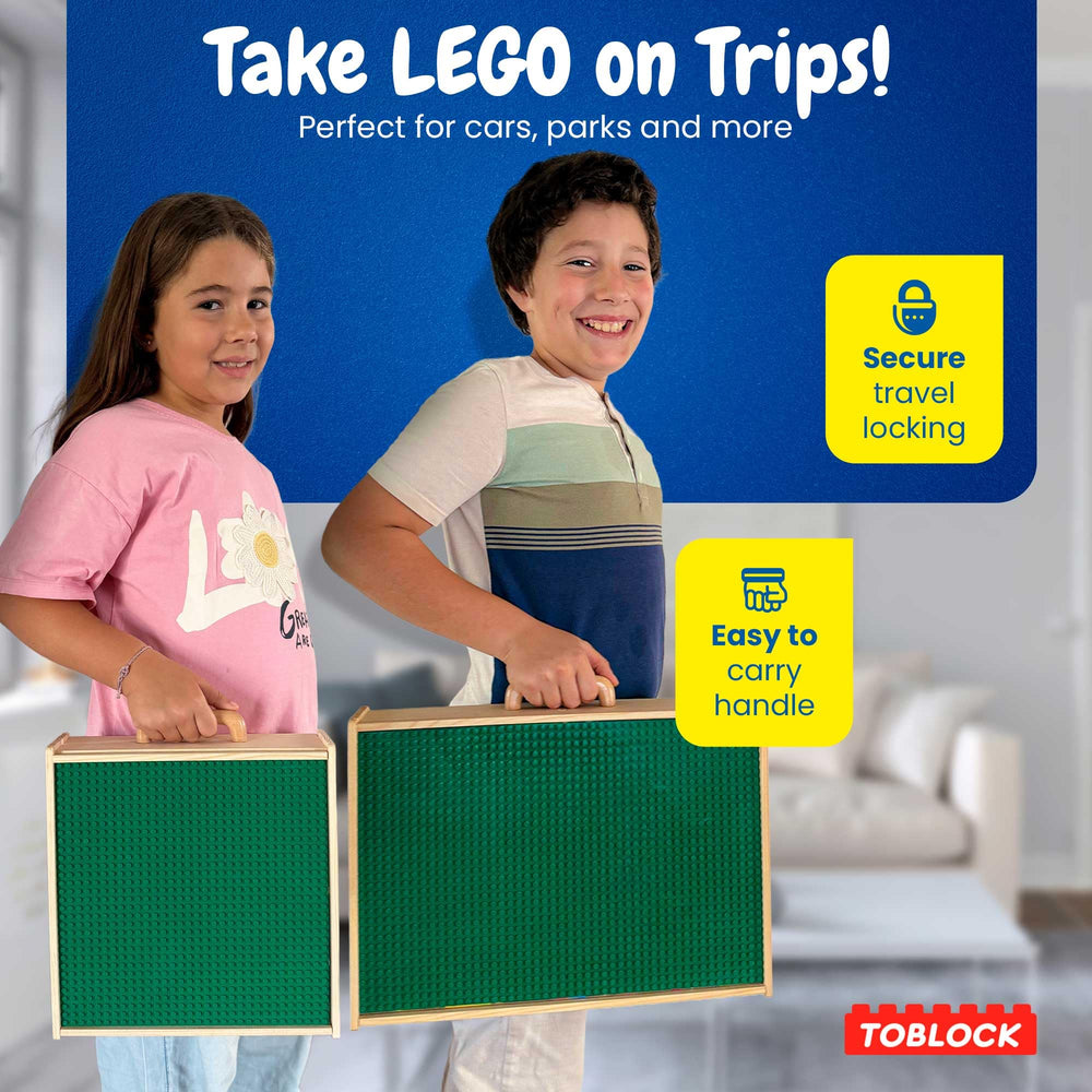 Toblock lid closed during transport keeps bricks secure