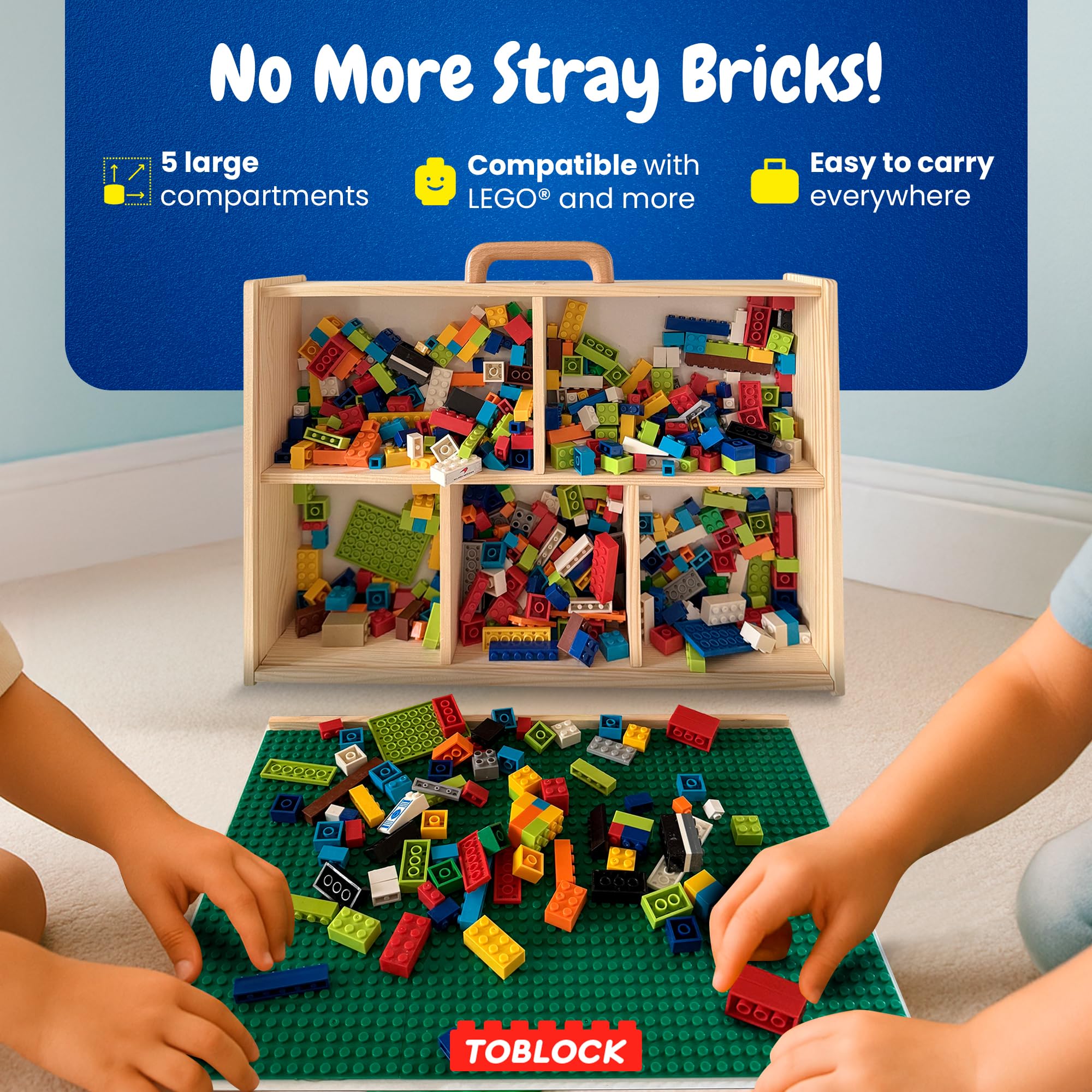 Toblock pine wood durability ensures sturdy, long lasting playtime storage
