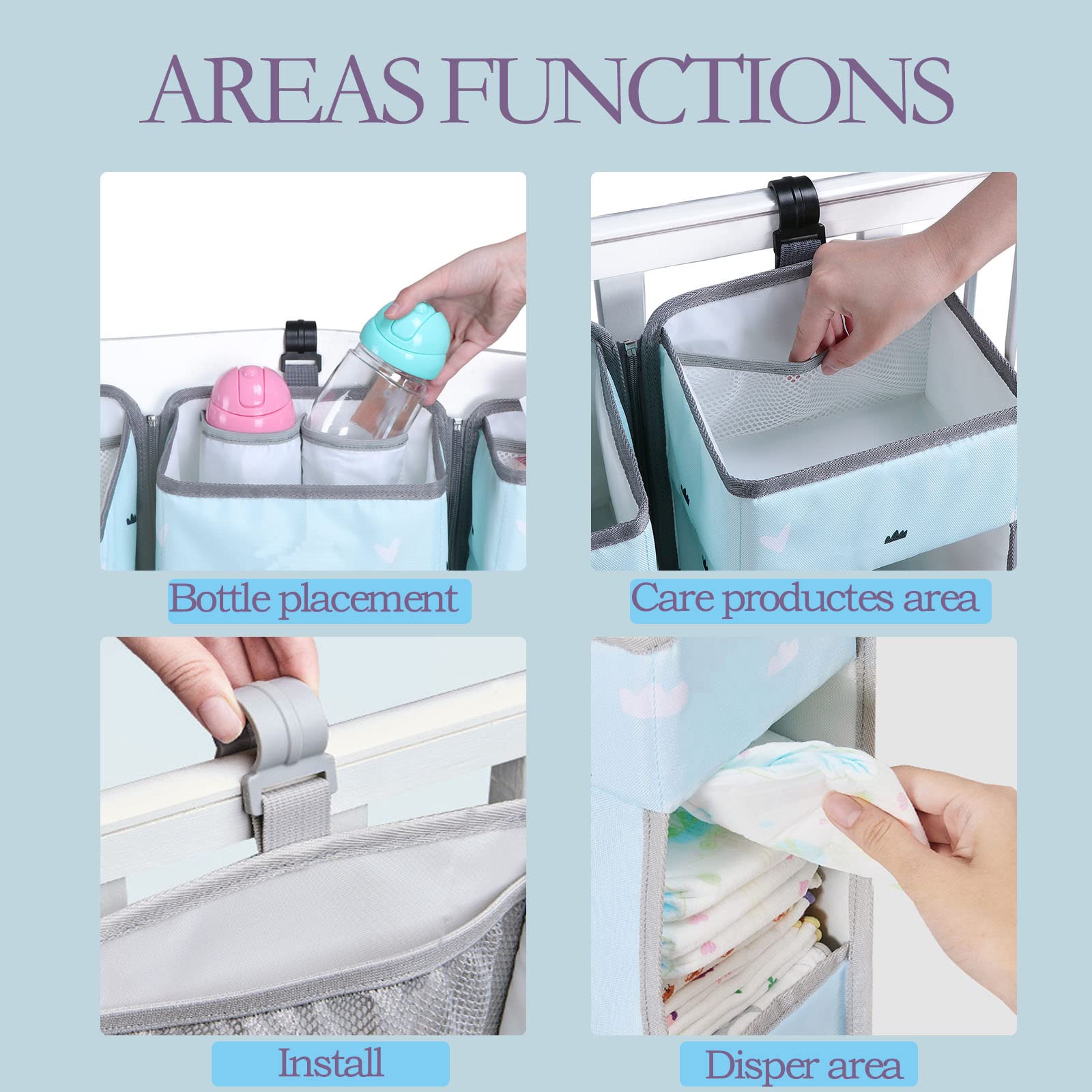 TOCKONIMN versatile hanging diaper caddy with multiple mounting options.