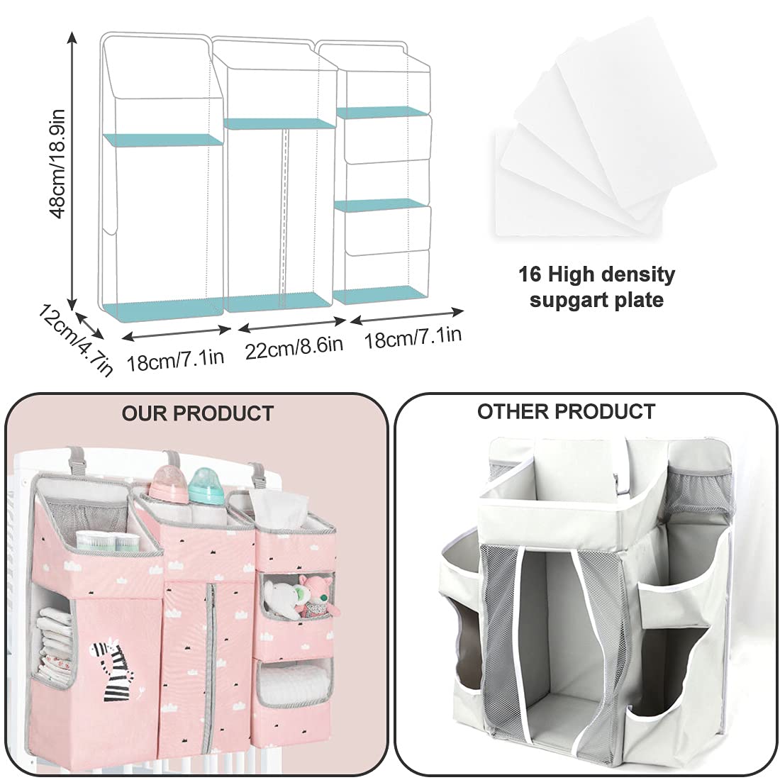 TOCKONIMN diaper caddy with wet/dry bags for easy carry on outings.