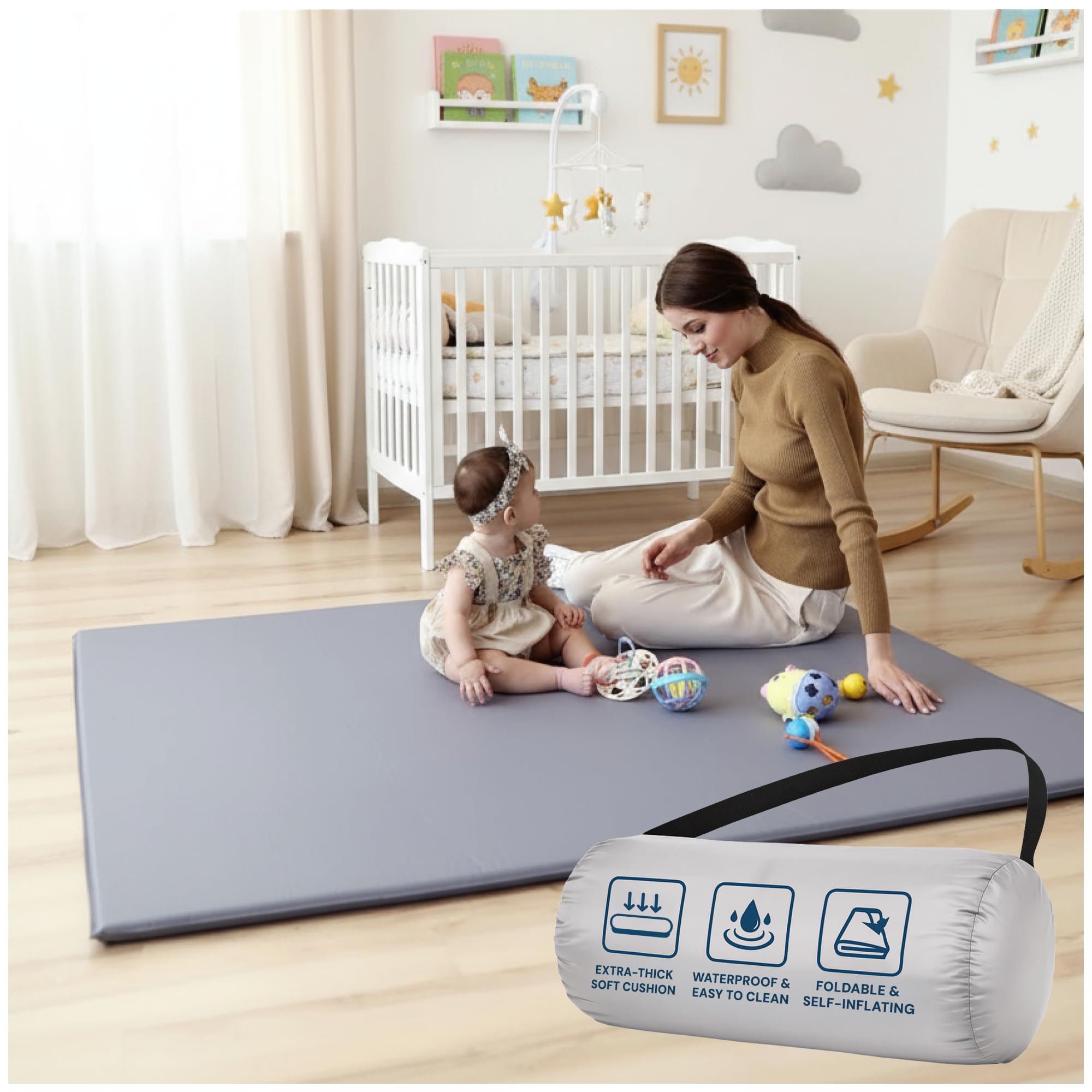Todale Baby Play Mat folded compact for travel and storage.