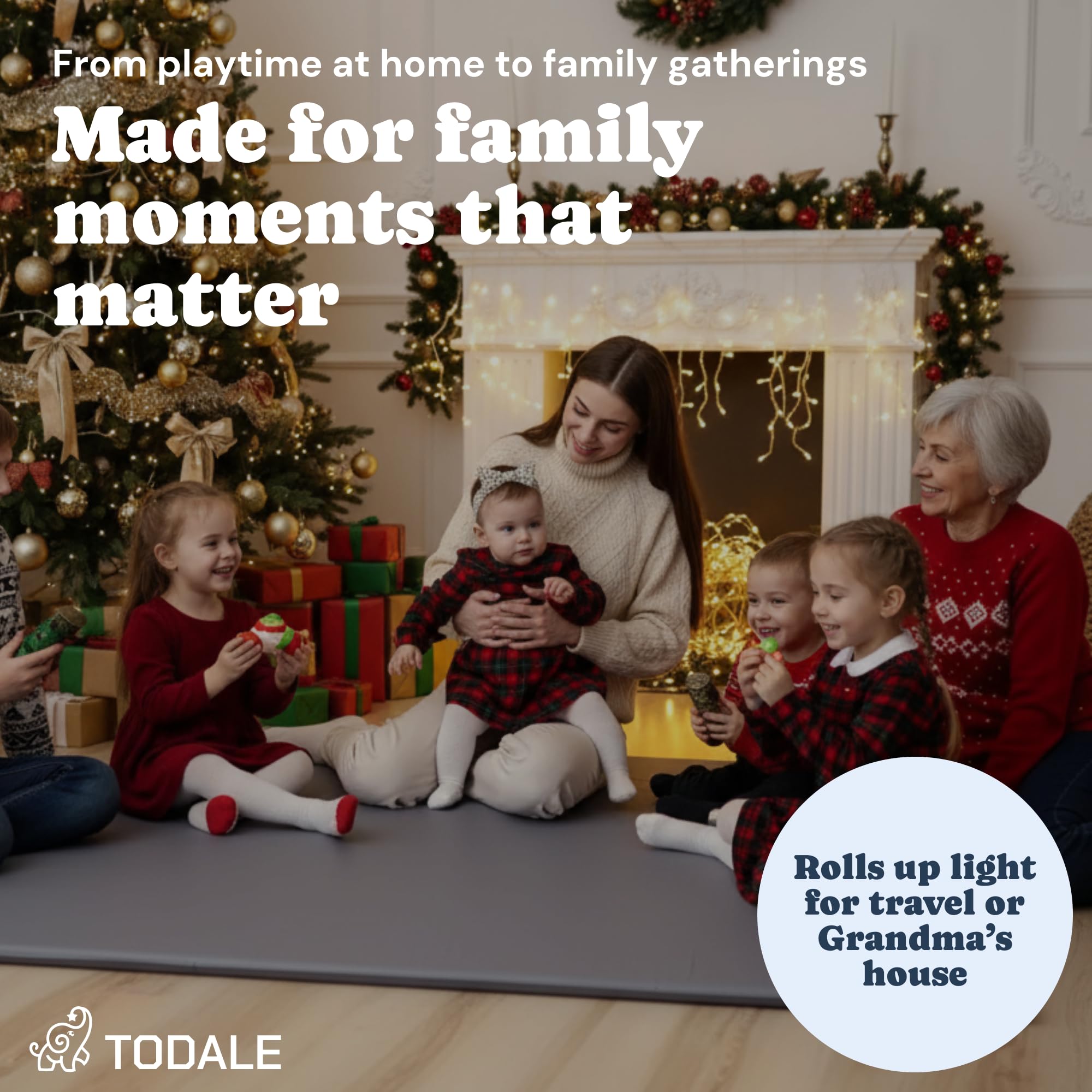 Todale Baby Play Mat easy-to-clean non-porous surface.