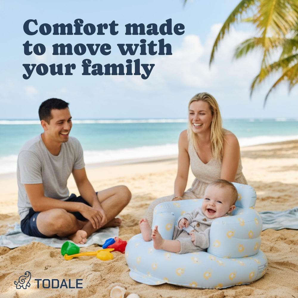 Todale inflatable baby seat elephant-white design suitable for playful settings.