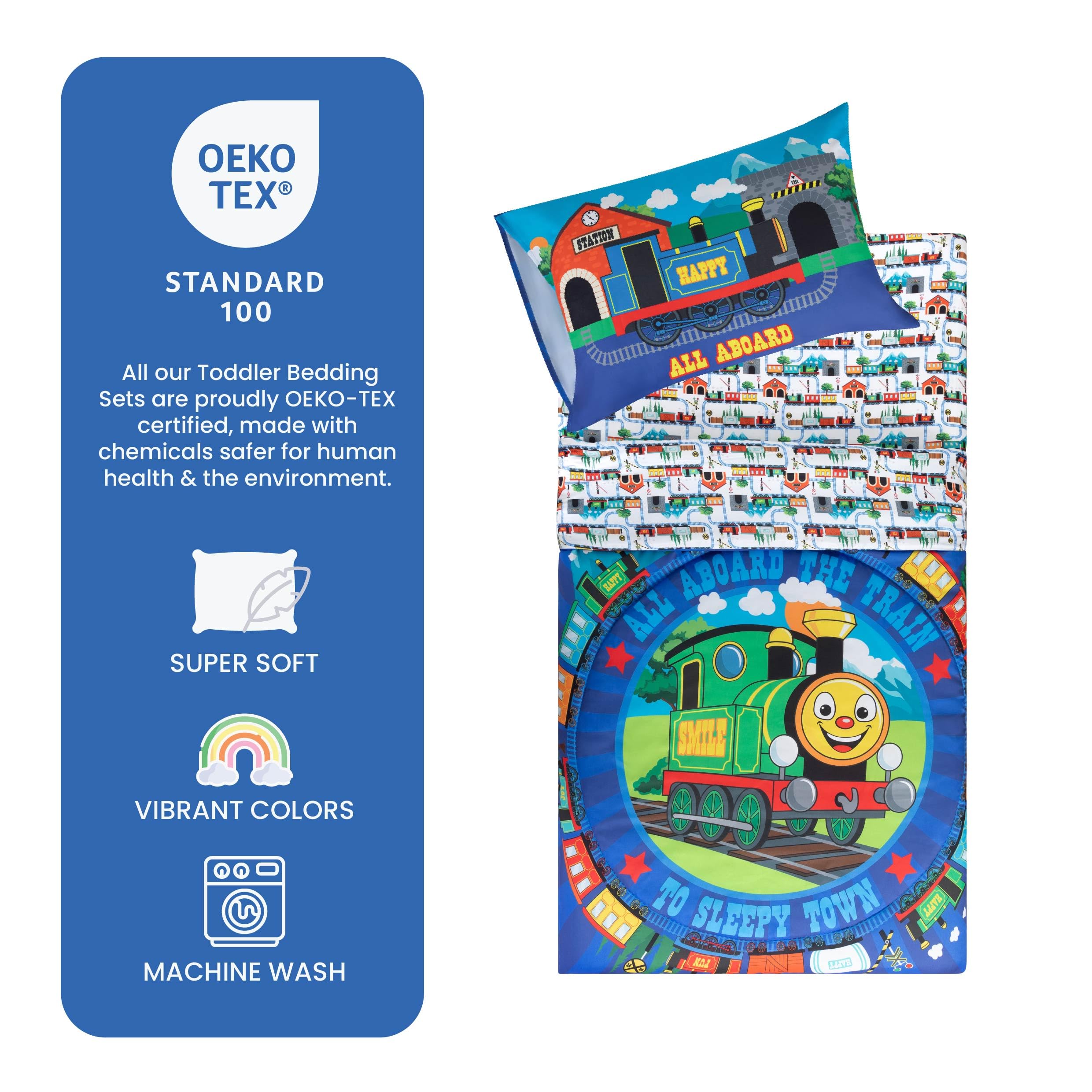 Todays Kids Choo Choo Train soft-brushed microfiber feels breathable and cozy for kids.