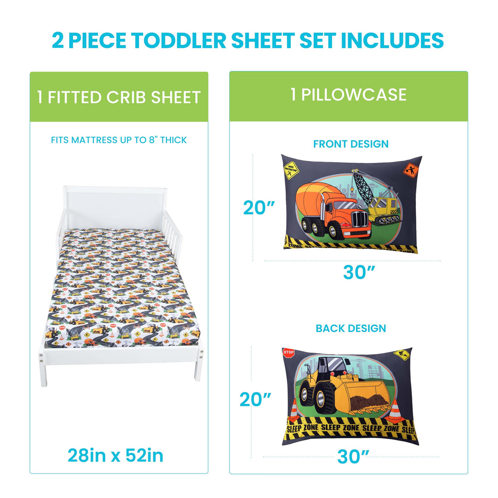 Todays Kids Under Construction blue bedding easy care fabric resists fading after washes.