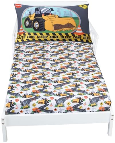 Todays Kids Under Construction blue bedding soft brushed microfiber texture for breathable comfort.