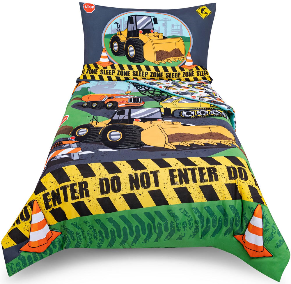 Todays Kids under-construction comforter on toddler bed, soft breathable microfiber for restful nights.