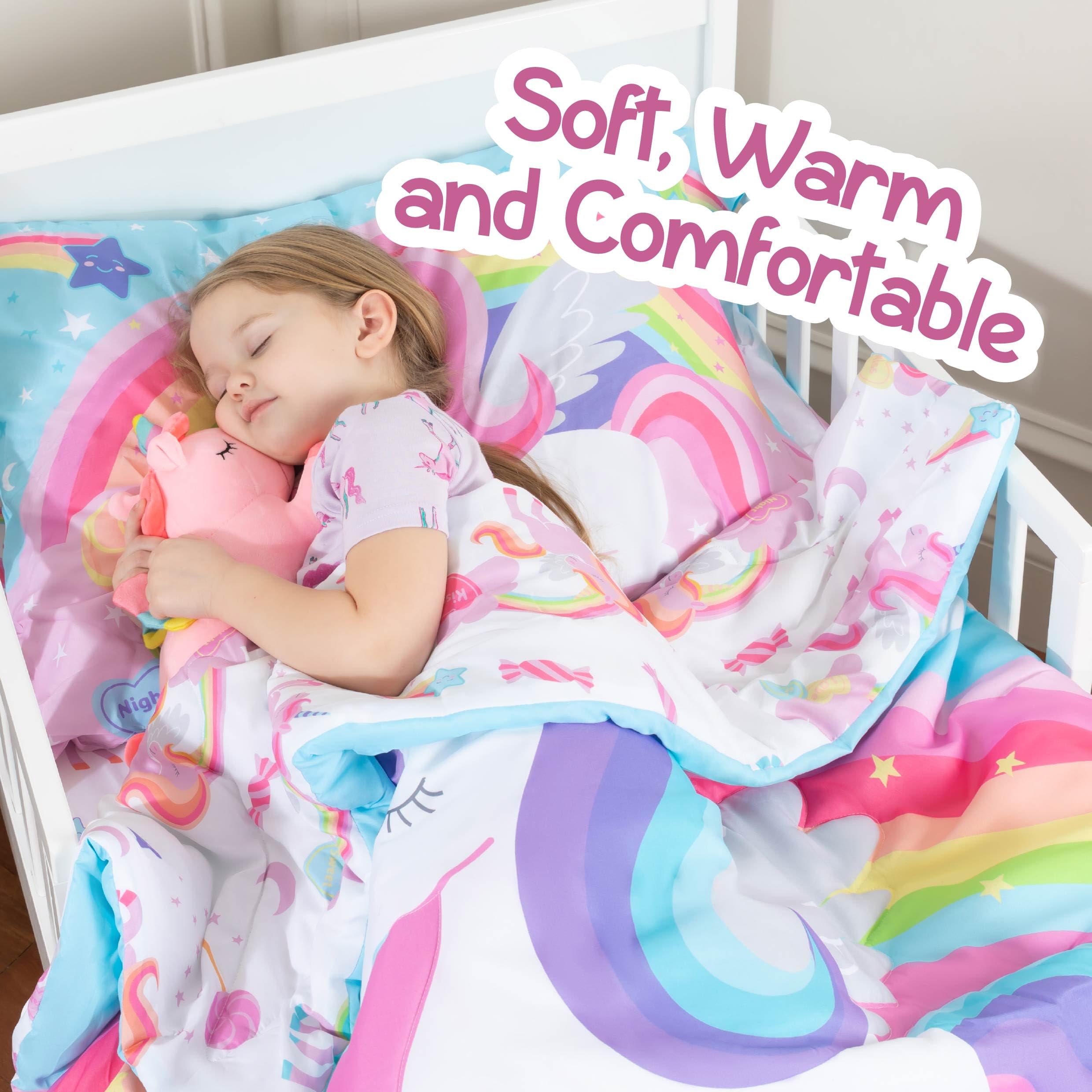 Todays Kids unicorn care label highlights machine washability for busy families
