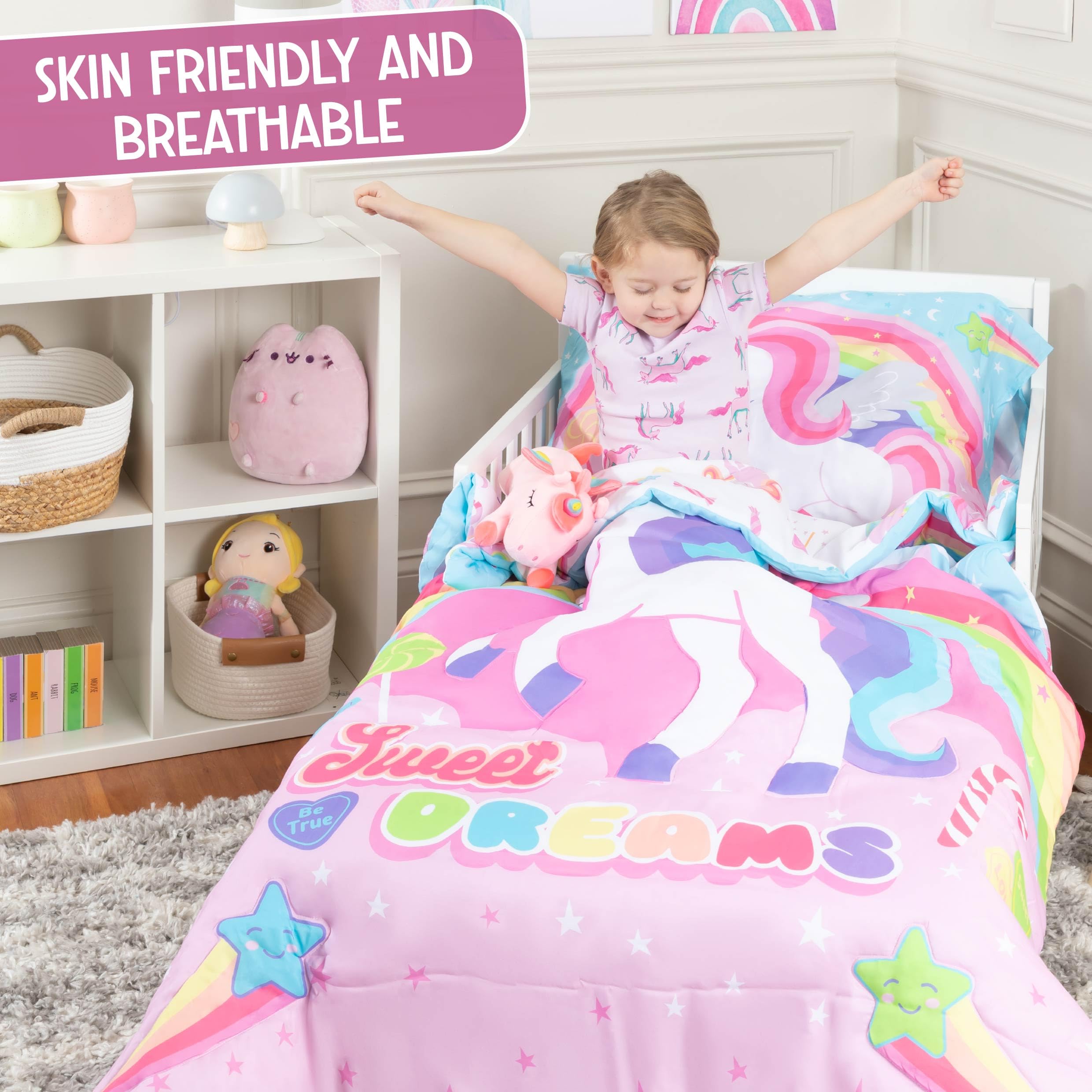 Todays Kids unicorn microfiber texture close-up conveys softness that kids can feel