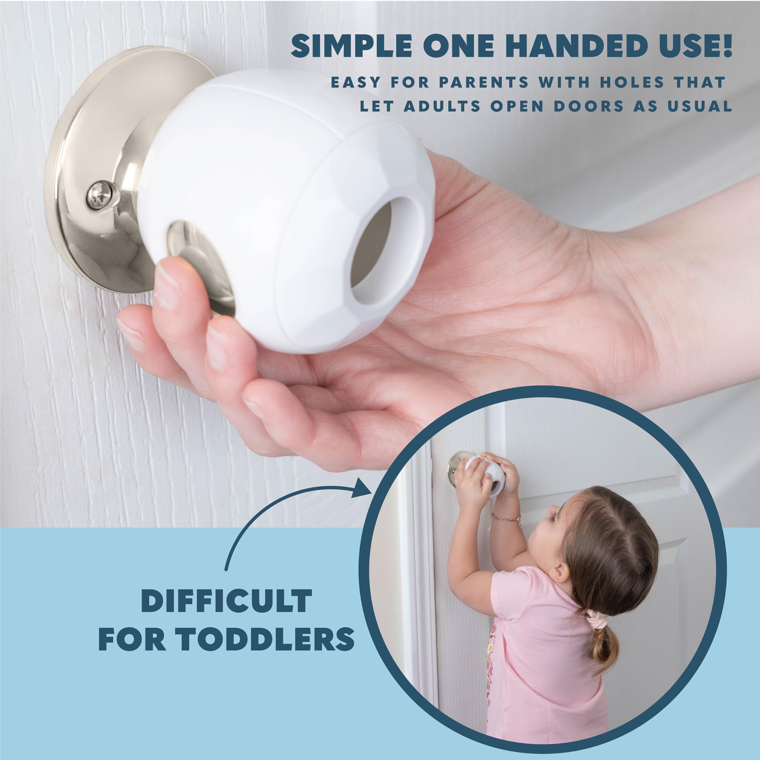 Todays Kids white sleek design blends with home decor while child-proofing doors.