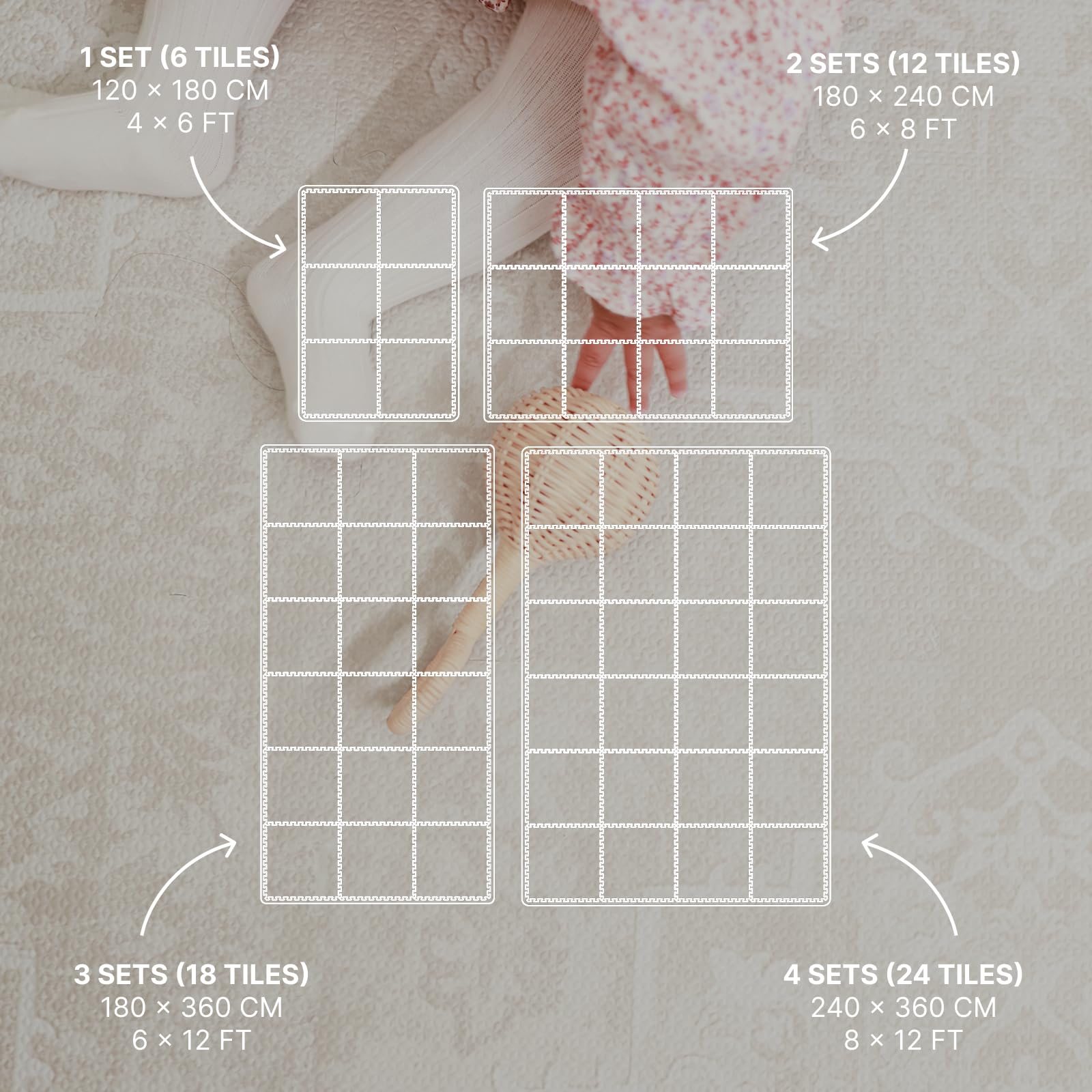 Toddlekind playmat assembly tiles in room demonstrates scalable 4x6 ft layout for growing play areas.