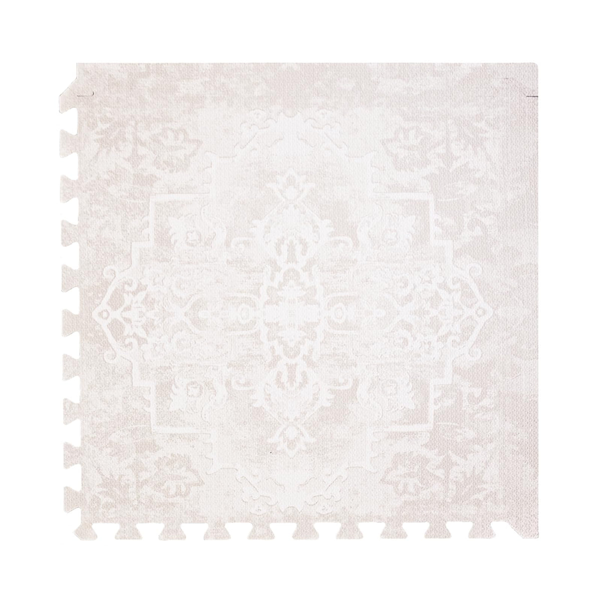 Toddlekind playmat off-white tile closeup shows soft, cushioned surface for safe tummy time.