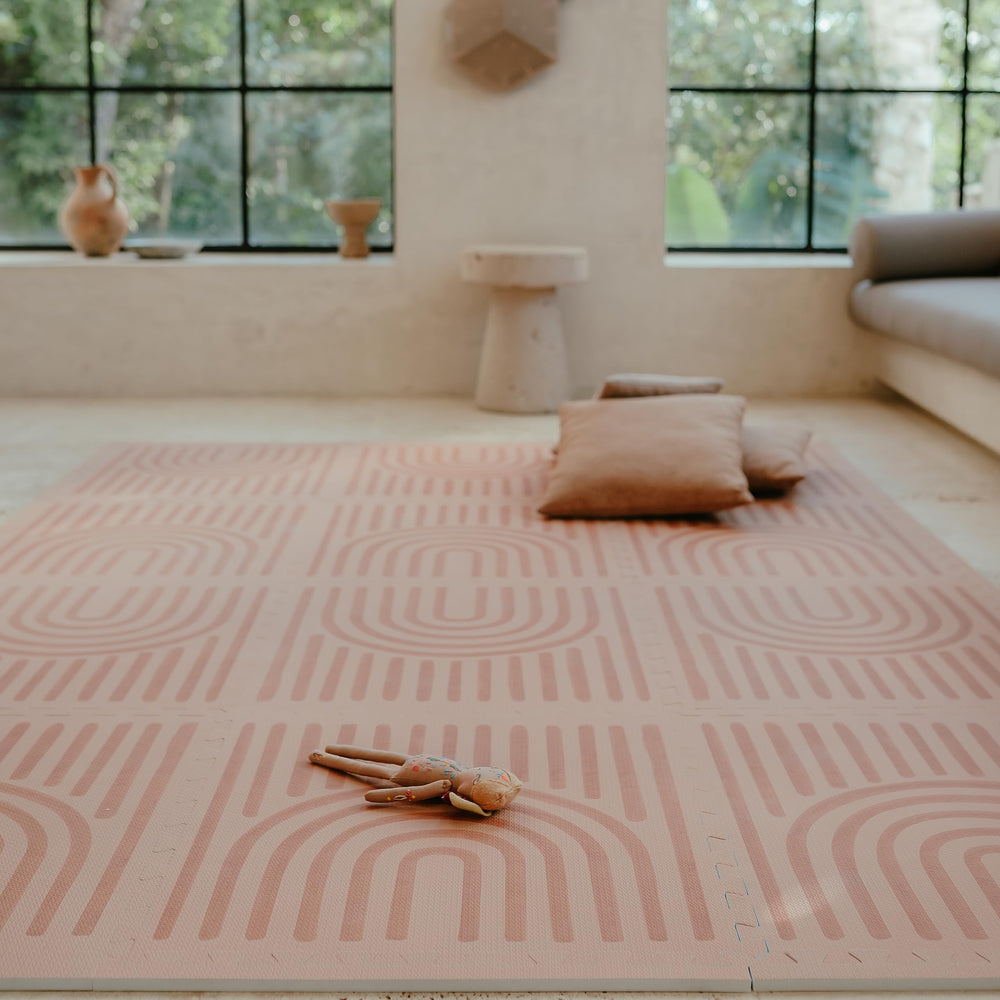 Toddlekind Playmat rustic tan color complements decor during family rooms and play areas.
