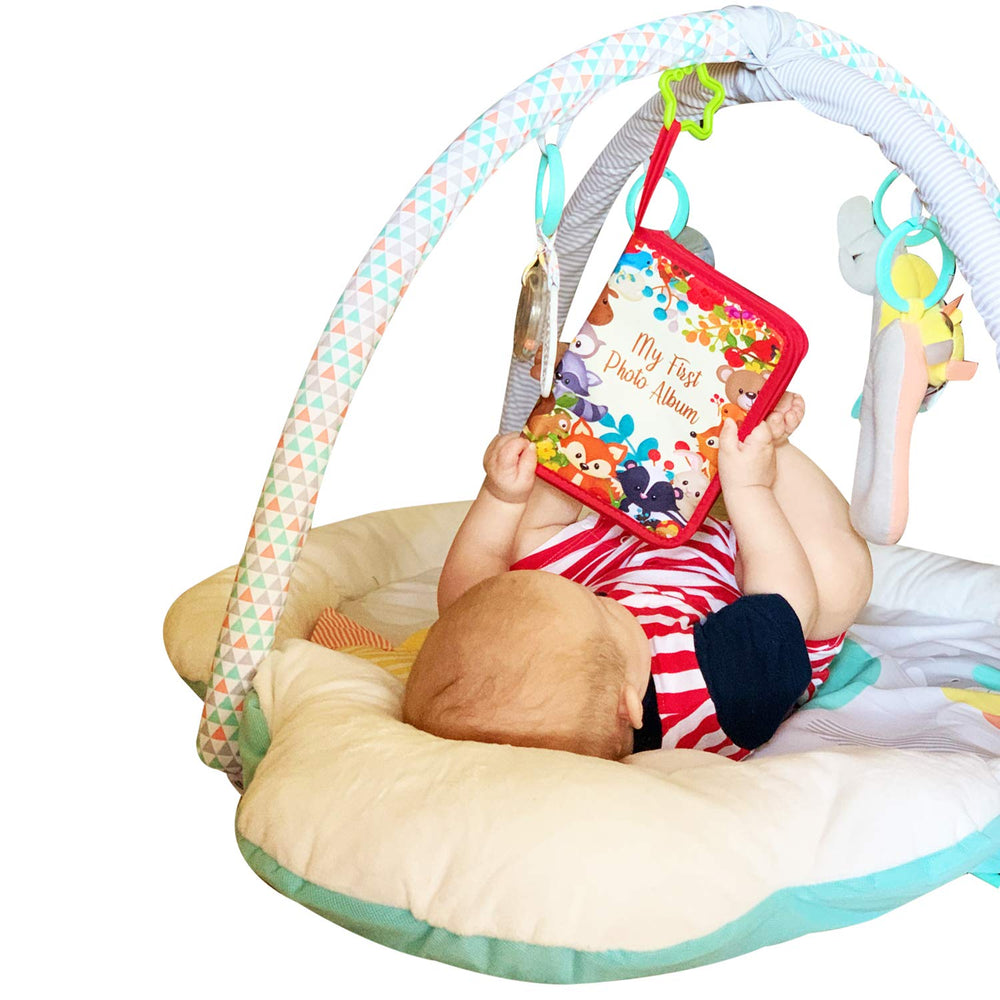 ToddleBee red-trim-design features visually stimulating detail for engagement