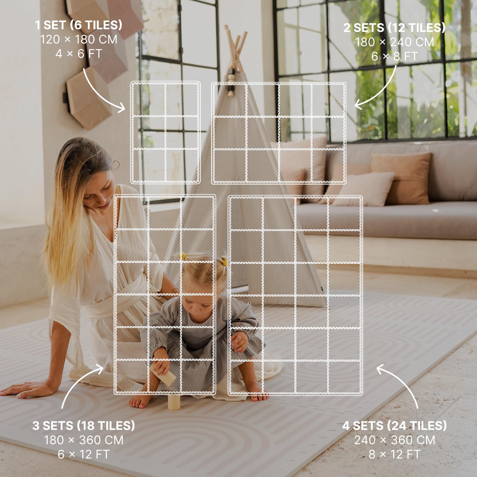 Toddlekind Playmat rug-like design blends with nursery decor.
