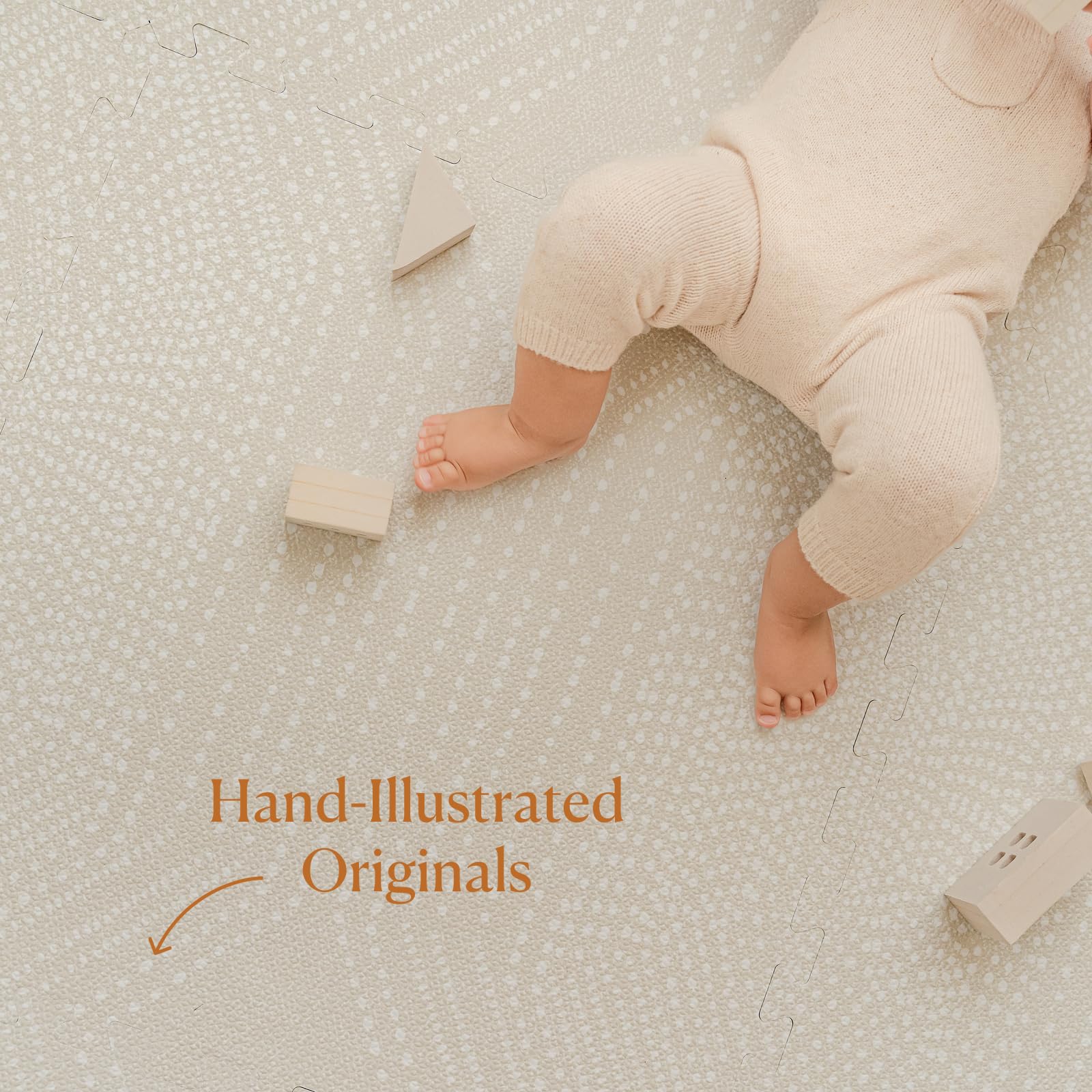Toddlekind Playmat rug-style design in cream blends into rooms for stylish, safe play.