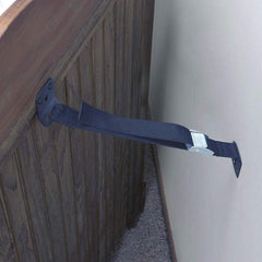 Toddleroo by North States black anti-tip strap close-up with sturdy metal buckle