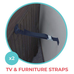 Toddleroo by North States strap anchors a TV with secure, non-slip buckle