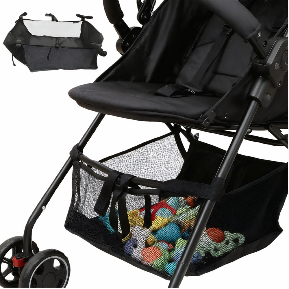 Toddmomy stroller basket with universal fit under-seat design for quick, easy storage.