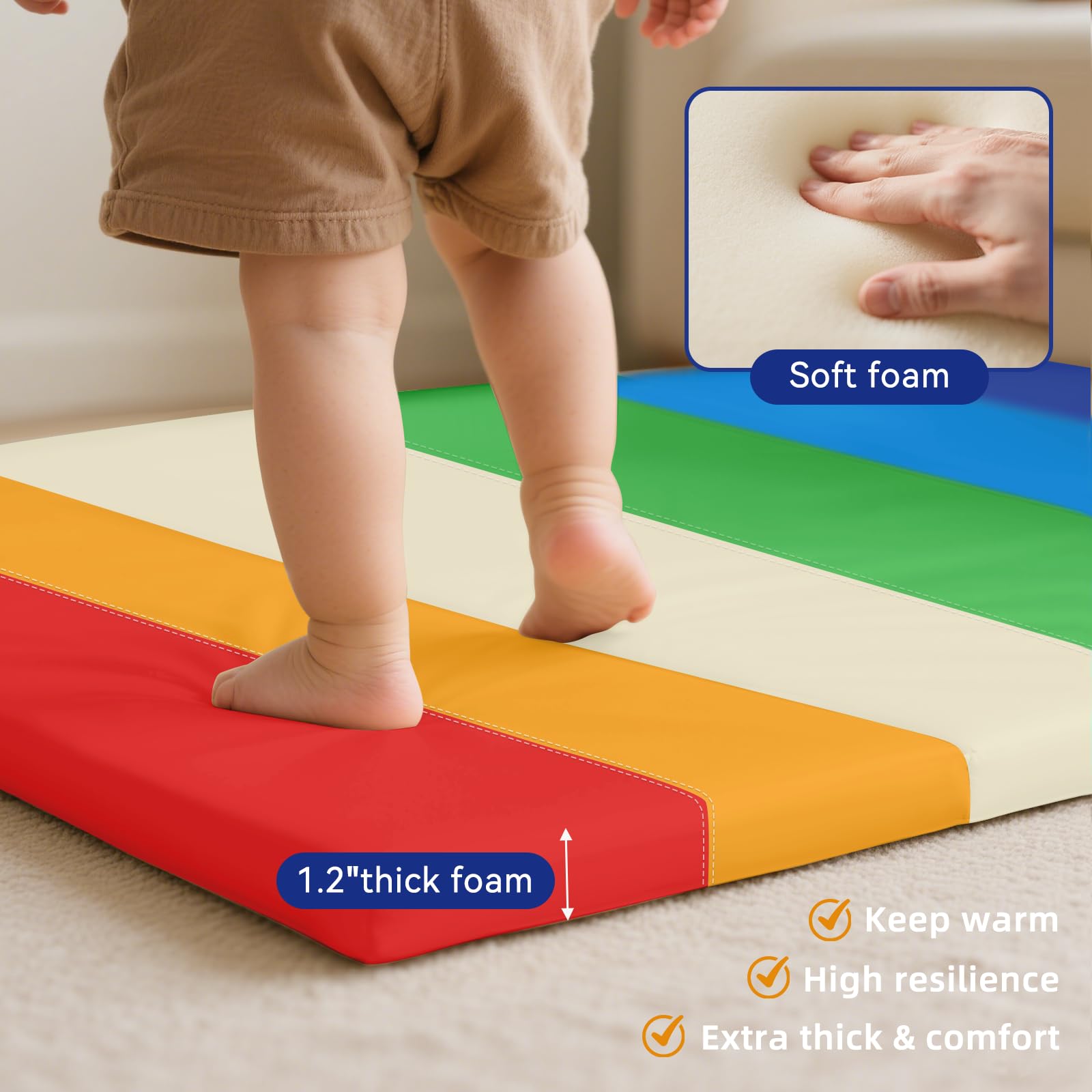 TODIBY thick foam padding highlights a soft, slip-resistant surface for crawling.