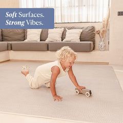 Toddlekind playmat close-up on ultra-thick soft foam cushioning for crawling.