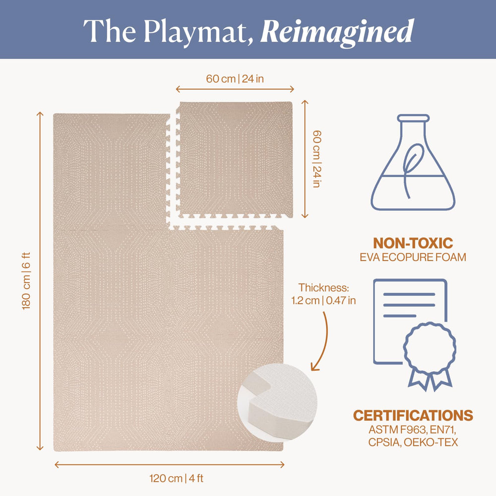 Toddlekind eco-friendly foam mat with planet-friendly additive blends into eco-conscious play.