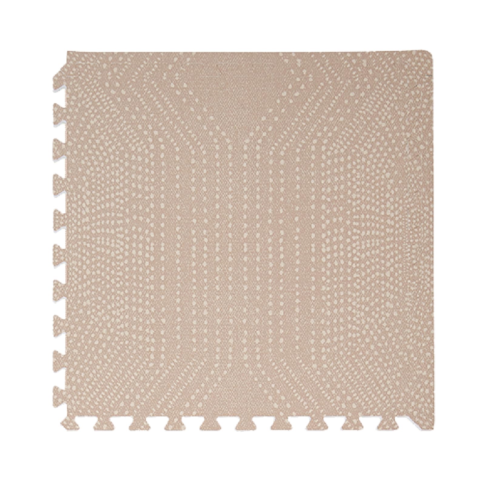 Toddlekind premium foam playmat tiles laid in beige-brown rug layout for safe tummy time.