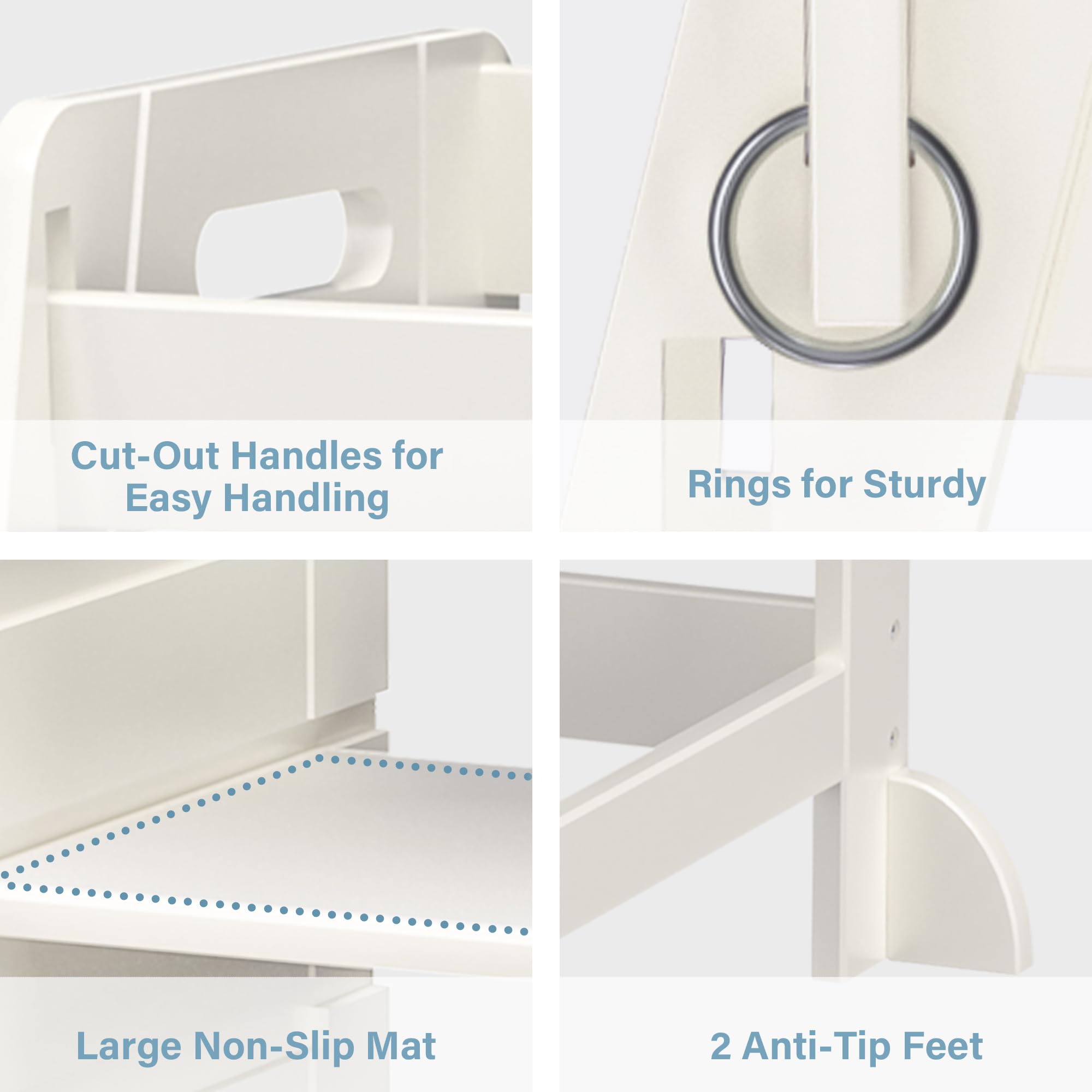 TOETOL bamboo stool in kitchen-use setup helps kids reach counters.