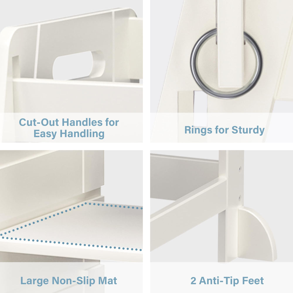 TOETOL bamboo stool in kitchen-use setup helps kids reach counters.