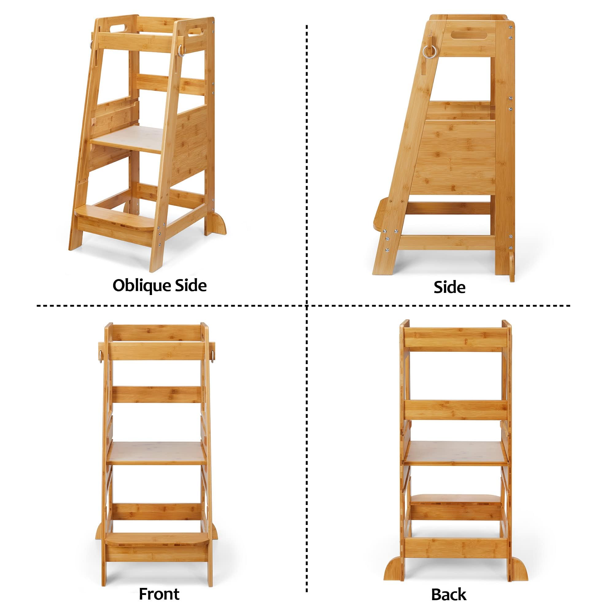 TOETOL Bamboo Toddler Step Stool is easy to assemble and portable