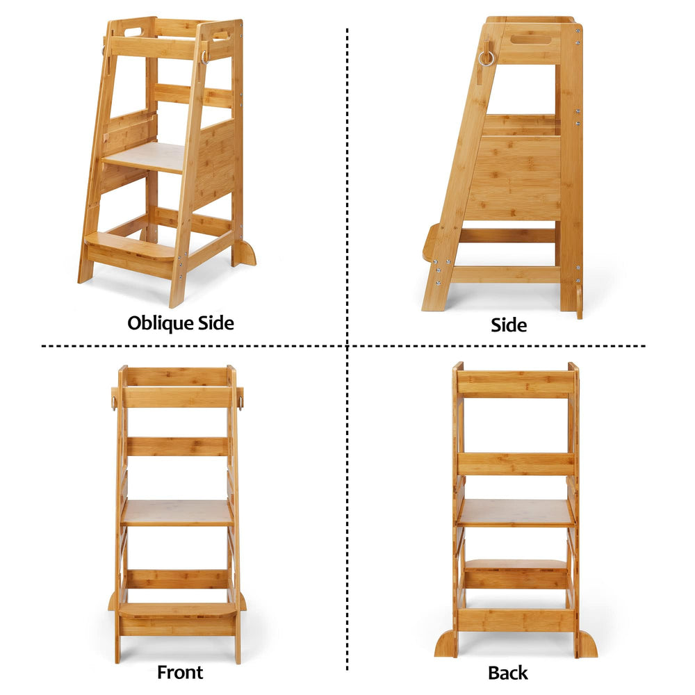 TOETOL Bamboo Toddler Step Stool is easy to assemble and portable