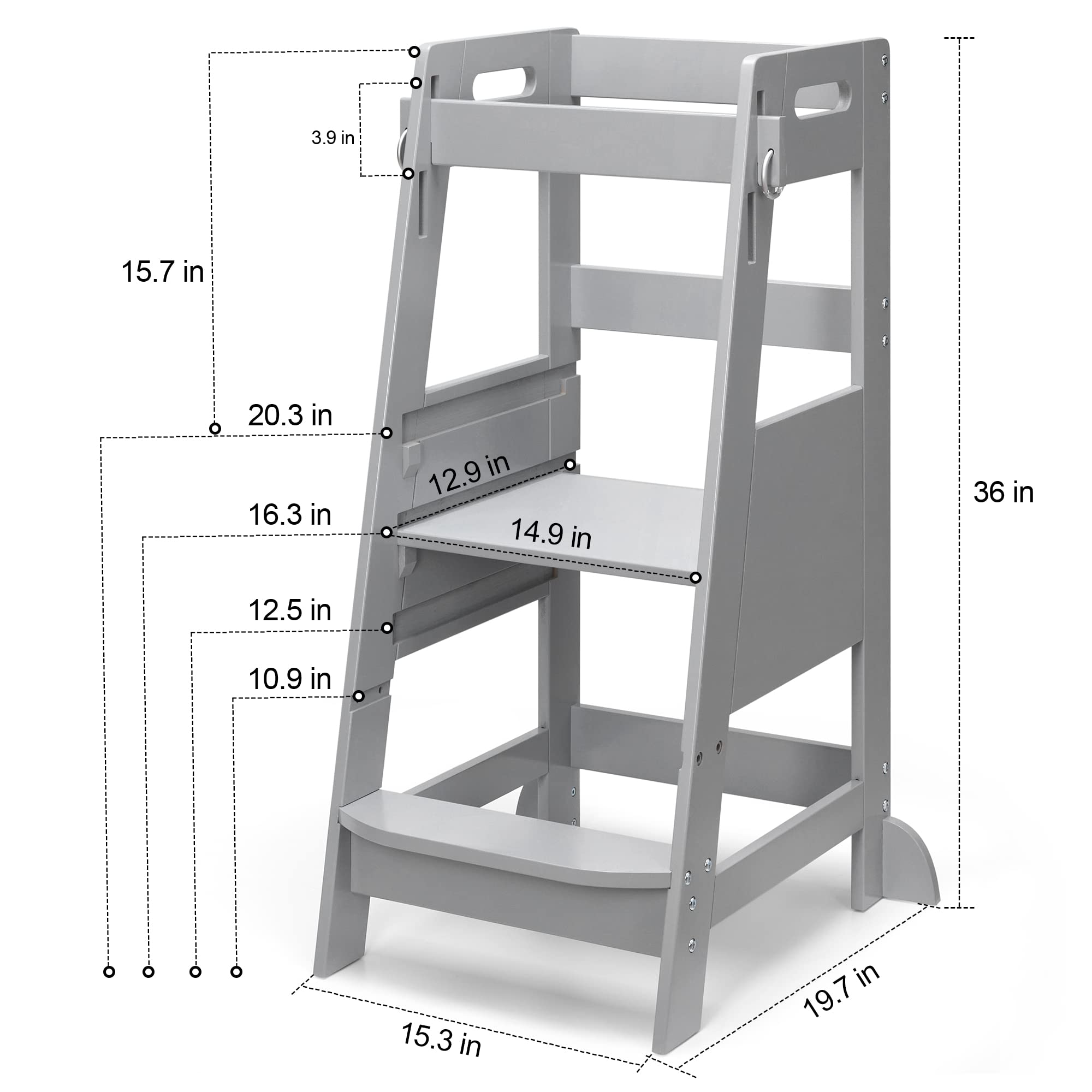 TOETOL bamboo toddler step stool anti-slip mat image shows non-slip feet for on-wet surfaces.