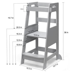TOETOL bamboo toddler step stool anti-slip mat image shows non-slip feet for on-wet surfaces.
