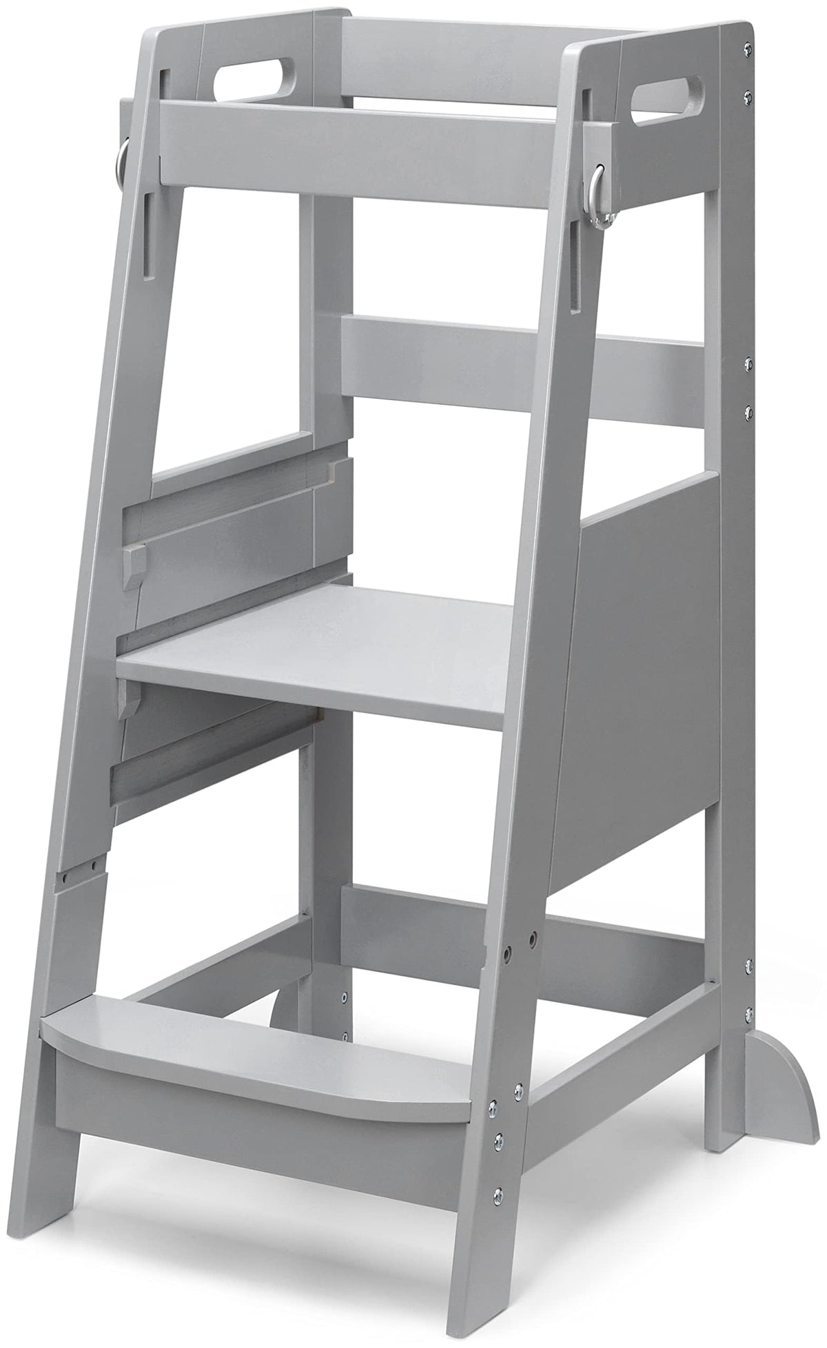 TOETOL bamboo toddler step stool assembly view demonstrates quick setup and sturdy base.