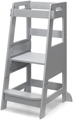 TOETOL bamboo toddler step stool assembly view demonstrates quick setup and sturdy base.