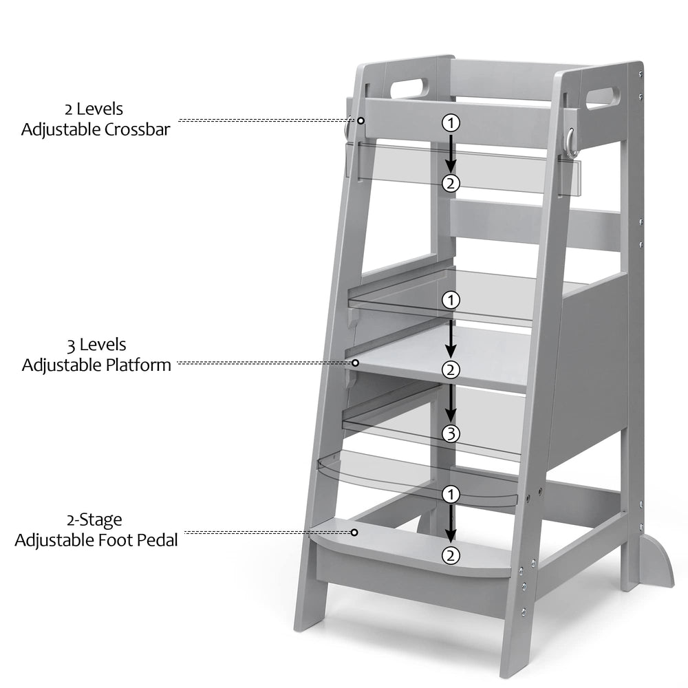 TOETOL bamboo toddler step stool portable carry-handle image highlights easy transport.