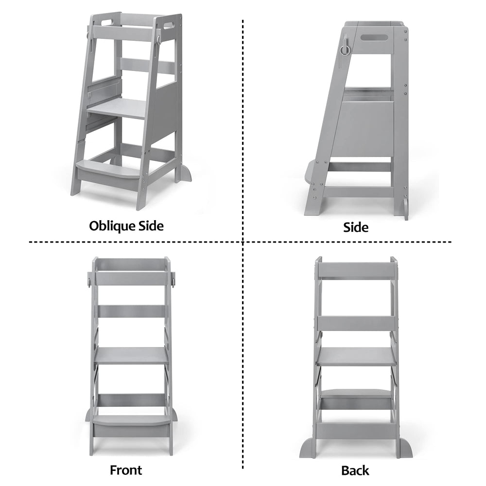 TOETOL bamboo toddler step stool in kitchen setup illustrates independence-friendly design.