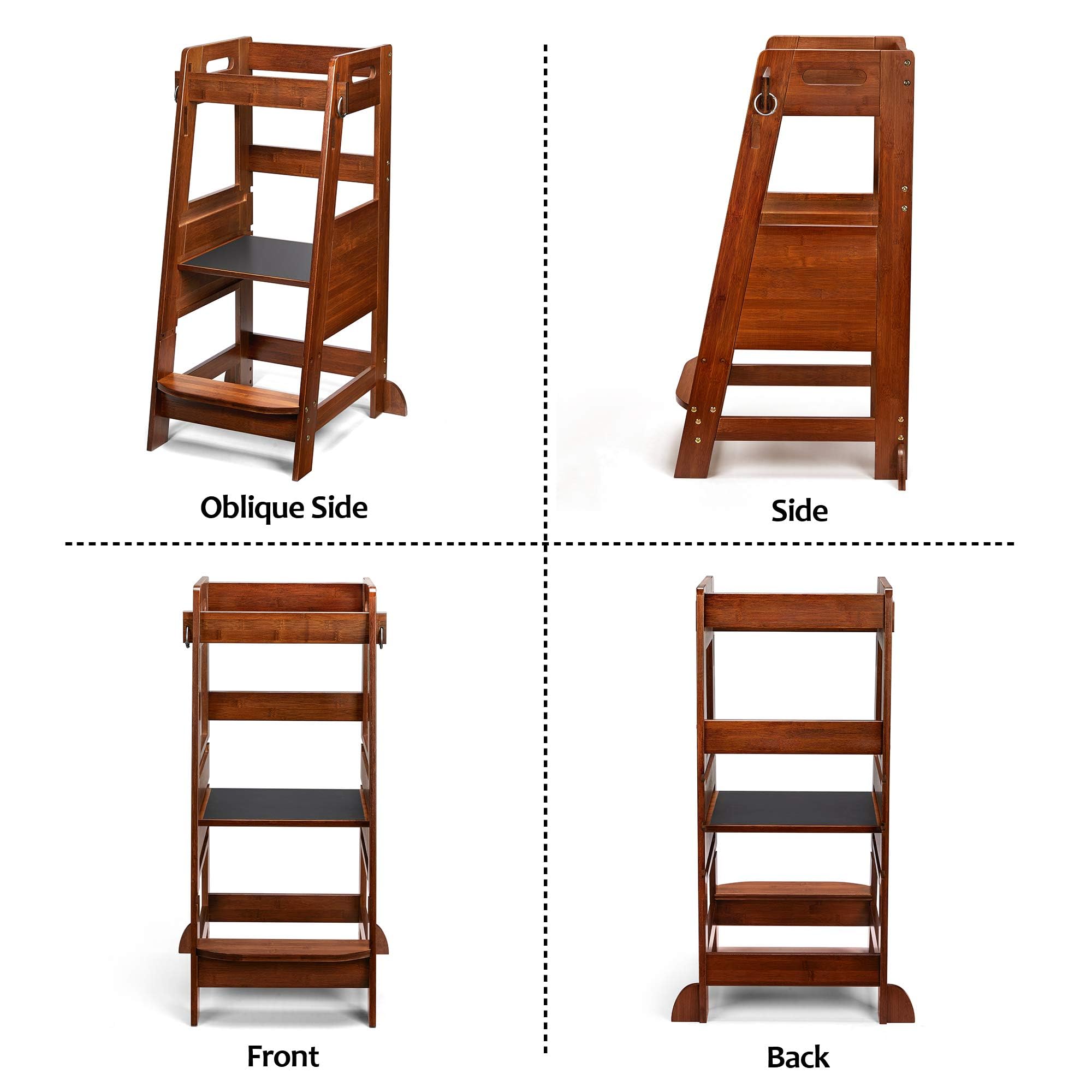 TOETOL bamboo toddler step stool growth-ready design grows with child.