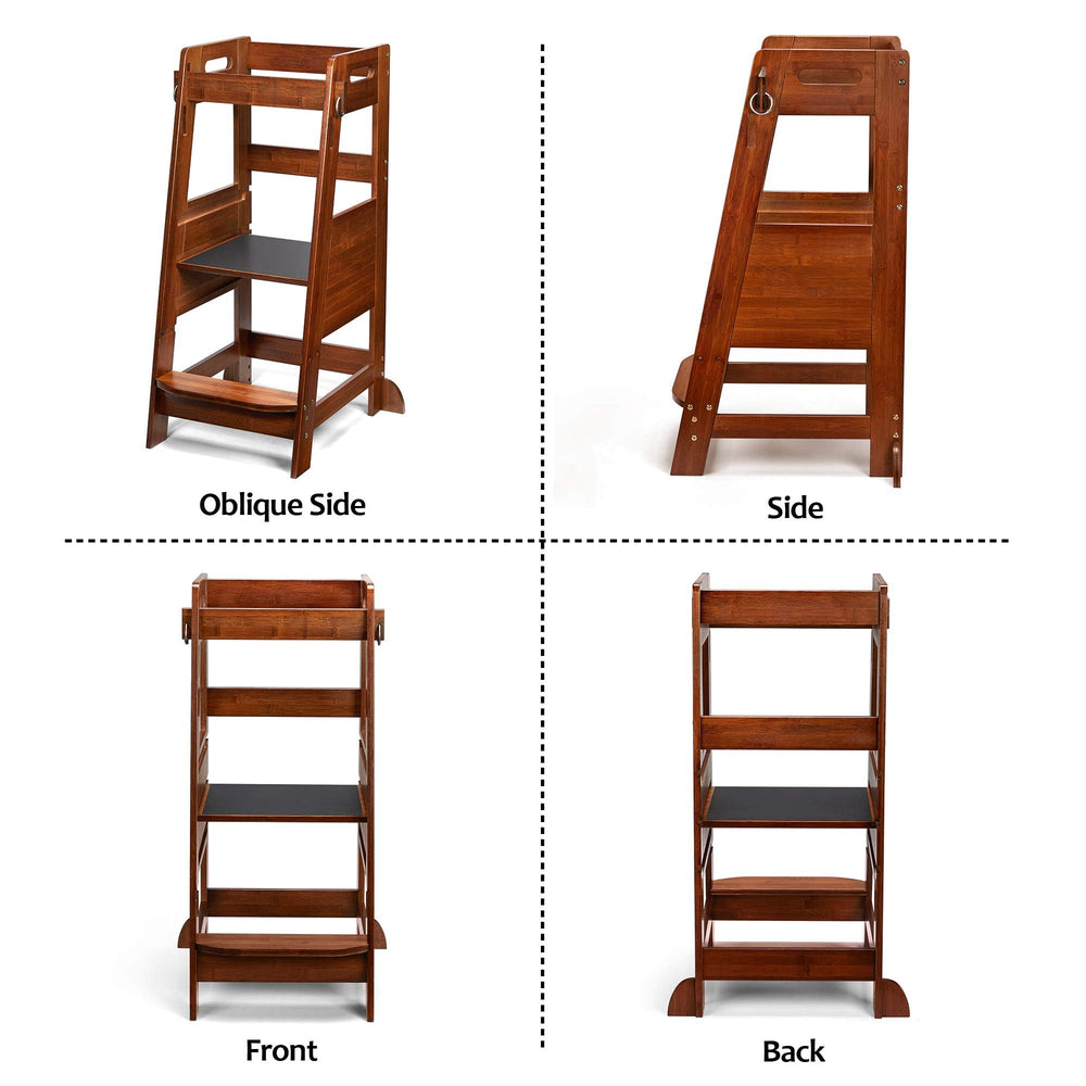 TOETOL bamboo toddler step stool growth-ready design grows with child.