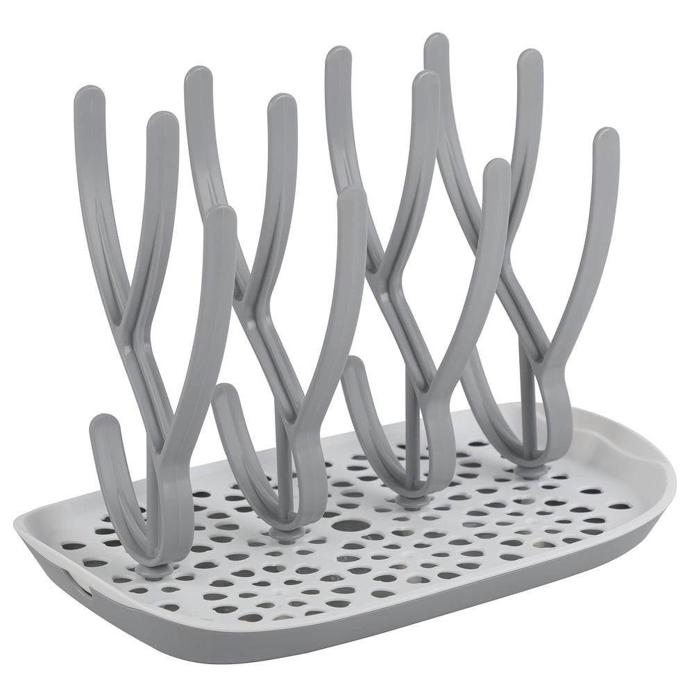 ToeZee baby bottle drying rack on the counter, space-saving organization in action