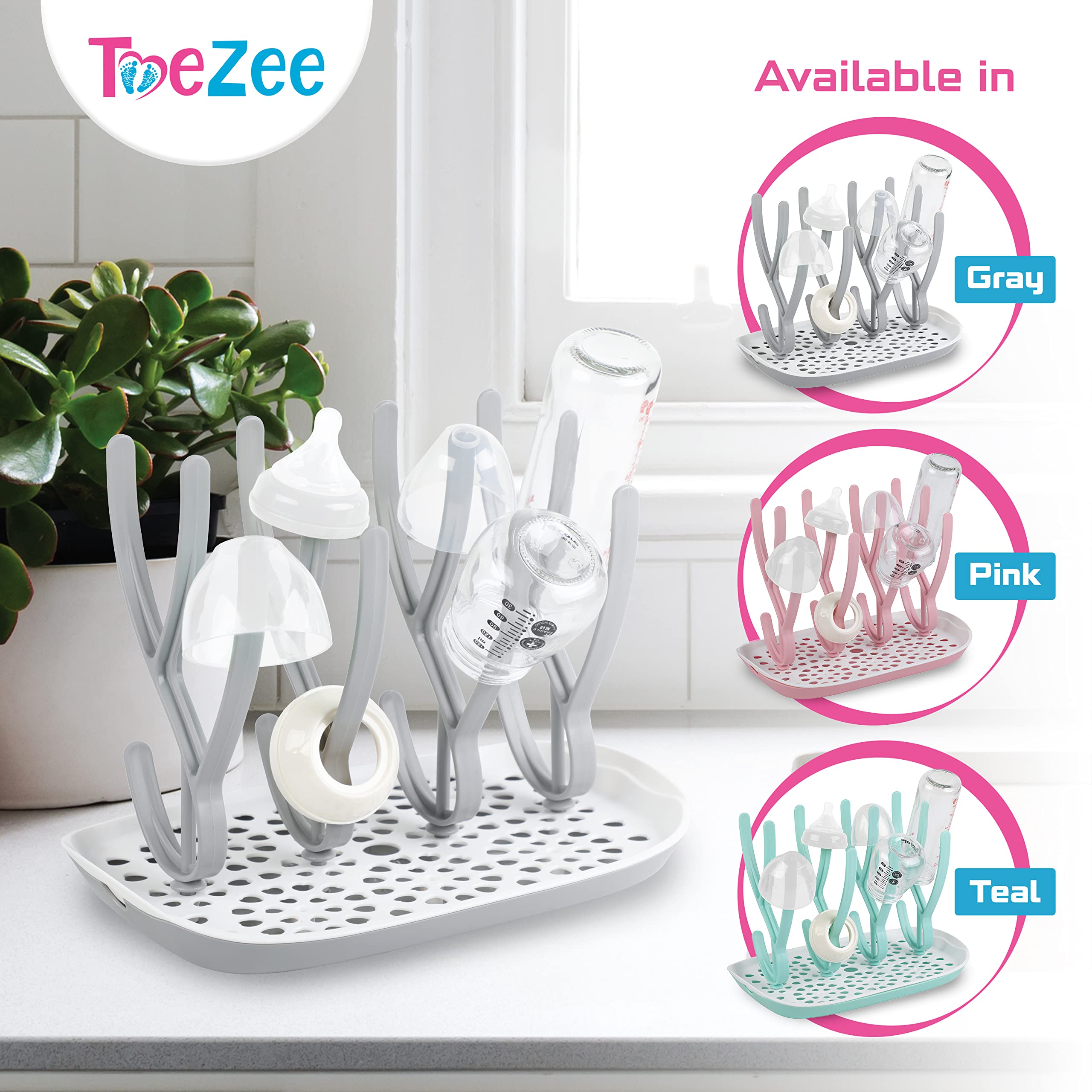 ToeZee setup on counter helps reduce clutter and speed drying
