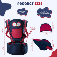 TOFFCAEA 6-in-1 baby carrier back view showing ergonomic support for parent and baby balance.