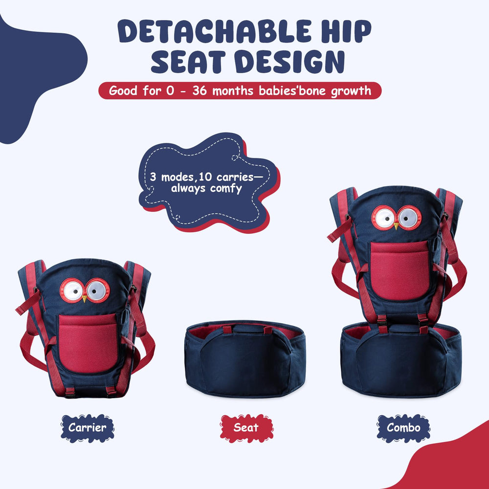 TOFFCAEA 6-in-1 side carry image highlighting comfortable hip seat and easy switching.