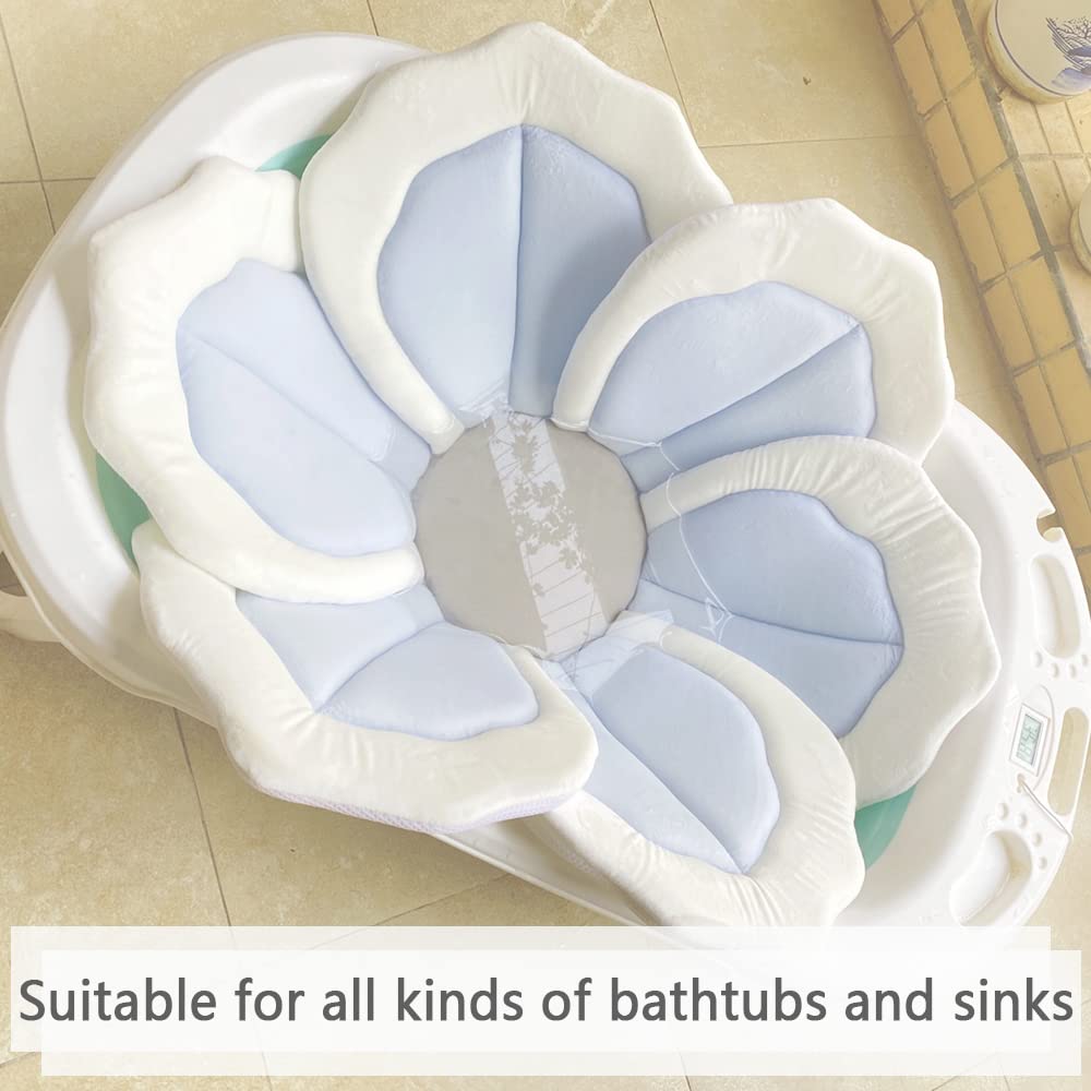 TOFOAN Baby Bath Pad blue newborn-ready mat demonstrates growing with baby capability