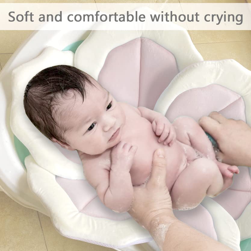 TOFOAN Baby Bath Pad pink color enhances gentle bath time.