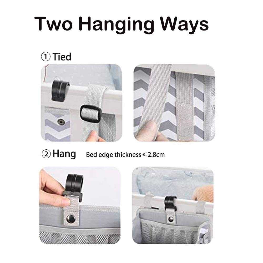 TOFOAN diaper caddy mounted on playard keeps essentials within reach