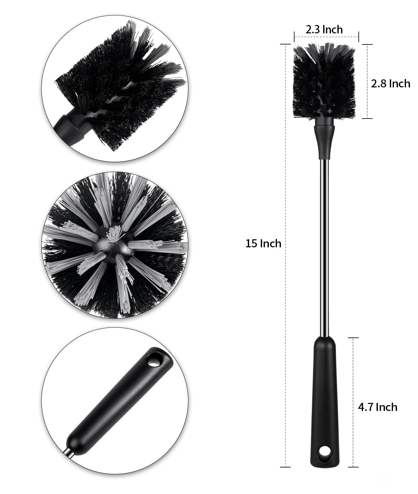 ToGeeKa water bottle brush with 304 stainless steel handle for durability.