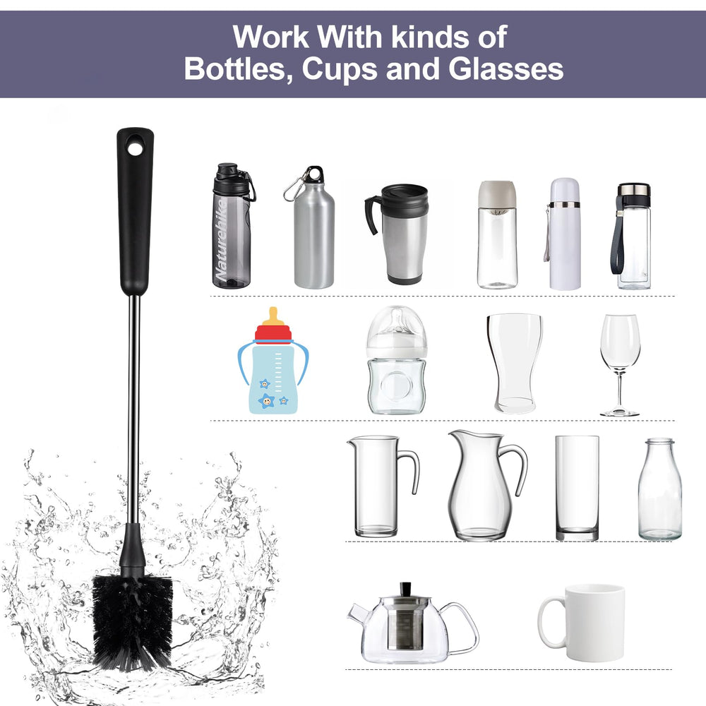 ToGeeKa water bottle brush in kitchen scene demonstrating versatile cleaning.