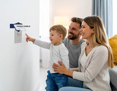 Toggle Shield Rocker clear invisible design blends with décor while protecting switches.