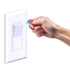Toggle Shield Rocker snap-on guard on standard rockers for quick childproofing without tools.
